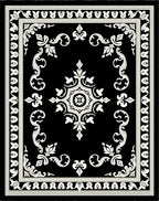 Classic Black White Scroll Pattern Rug