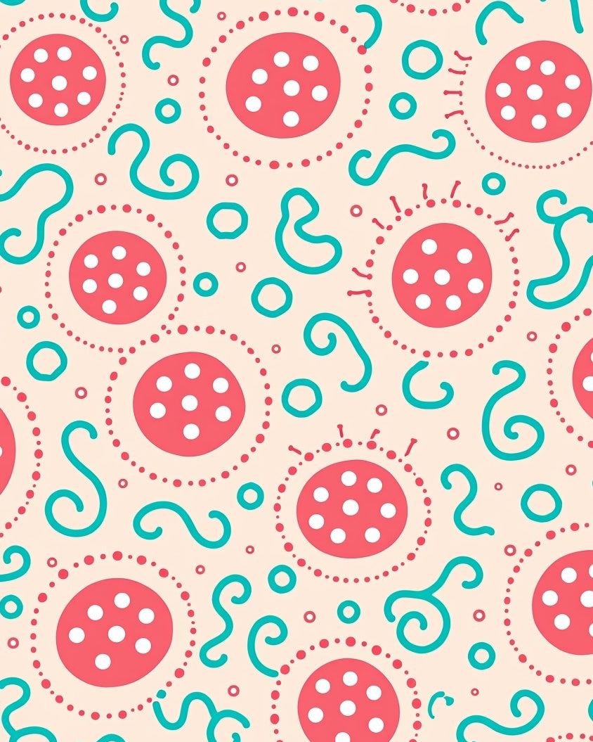 Coral Teal Dot Circles Design Rug