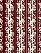 Crimson Cream Ornate Striped Pattern Rug