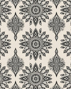 Monochromatic Mandala Star Patterned Rug