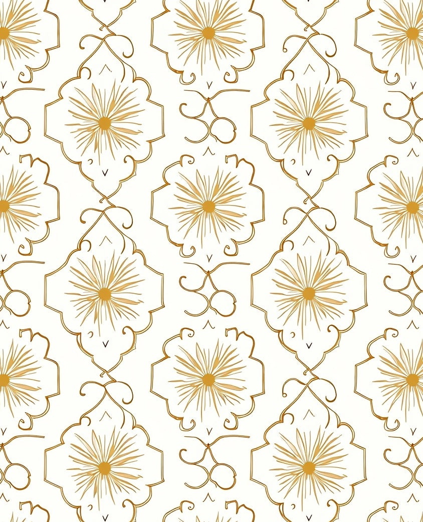 Golden Sunburst medallion Pattern Rug