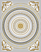 Ornate Gold Gray Mandala Pattern Rug
