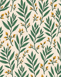 Green and Gold Leaf Pattern Rug