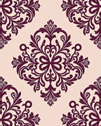 Rich Plum Damask Floral Pattern Rug