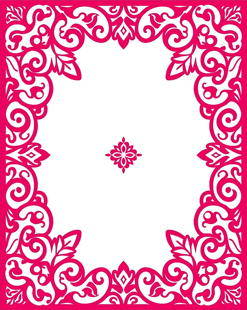 Ornate Floral Scrollwork Pink Rug
