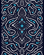 Abstract Blue White Symmetric Swirl Design Rug