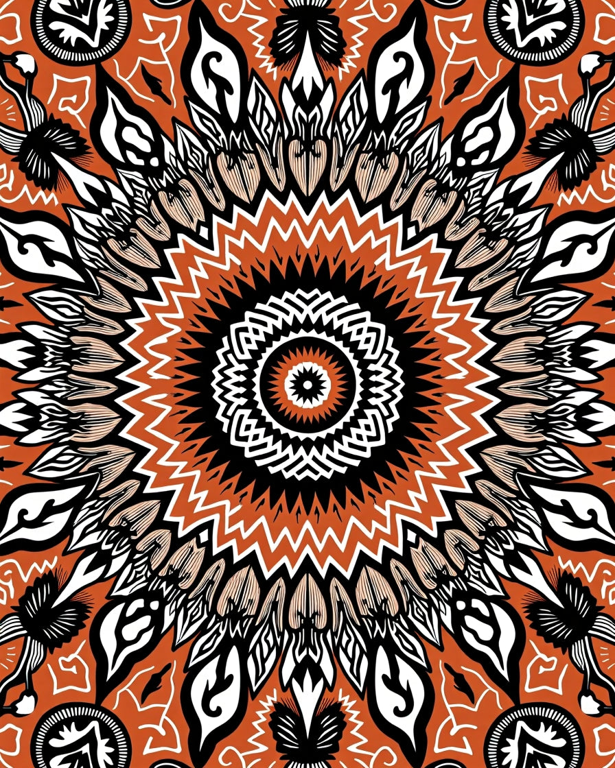 Intricate Floral Mandala Pattern Rug