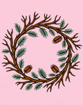 Woodland Branch Wreath with Pine Cones Rug