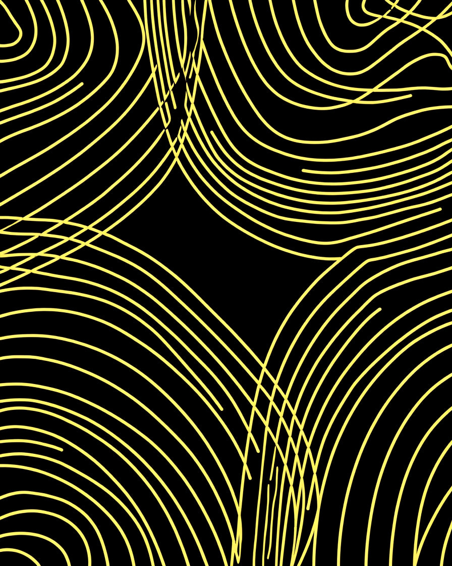 Abstract Yellow Swirl Pattern Rug