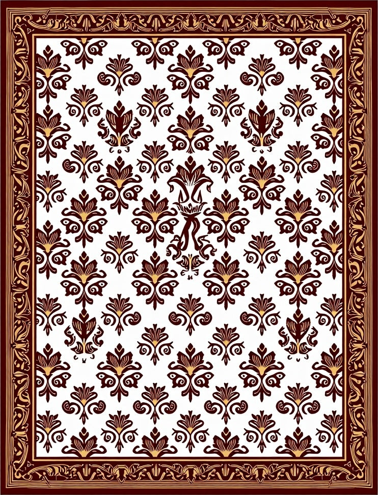 Elaborate Floral Dark Red Gold Rug