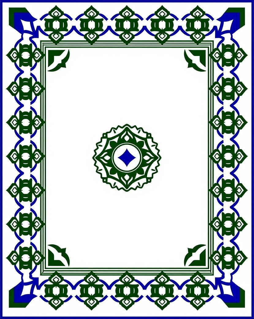 Green Blue Op Art Geometric Pattern Rug