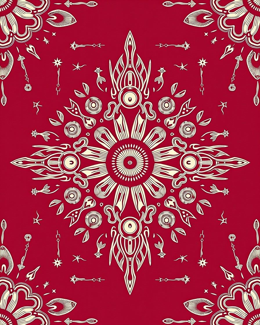 Intricate Floral Starburst Red Rug