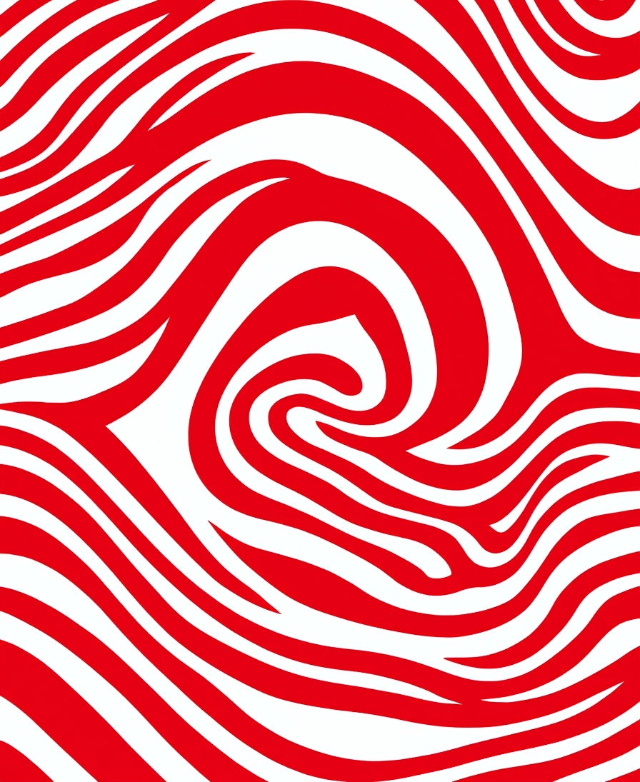 Bold Red And White Swirl Design Rug