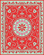 Red Floral Mandala Pattern Rug