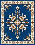Ornate Blue Colonial Floral Decorative Rug