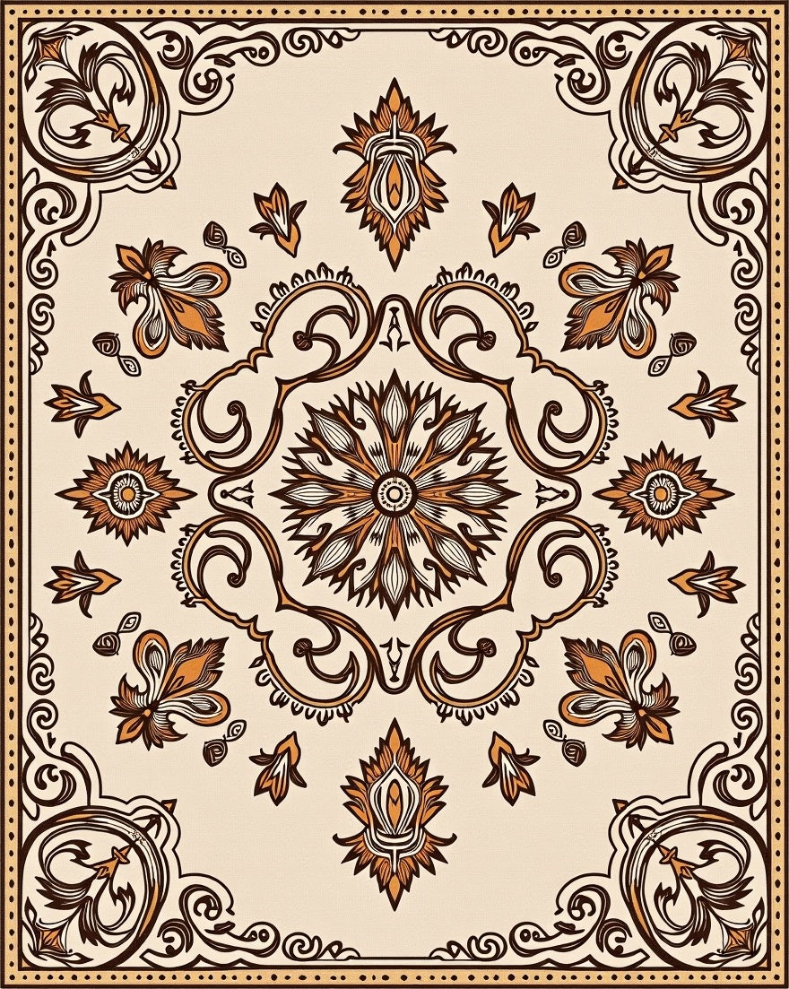 Ornate Floral Medallion Pattern Rug