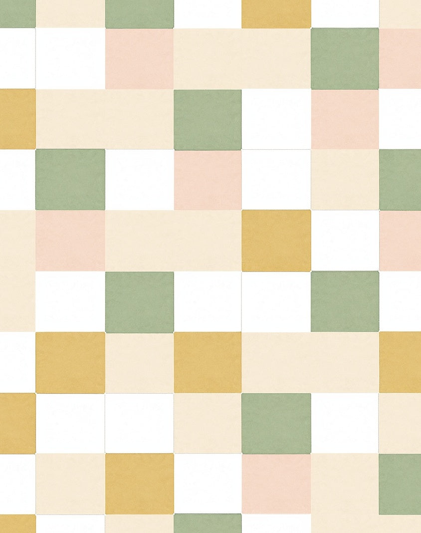 Pastel Square Grid Pattern Rug