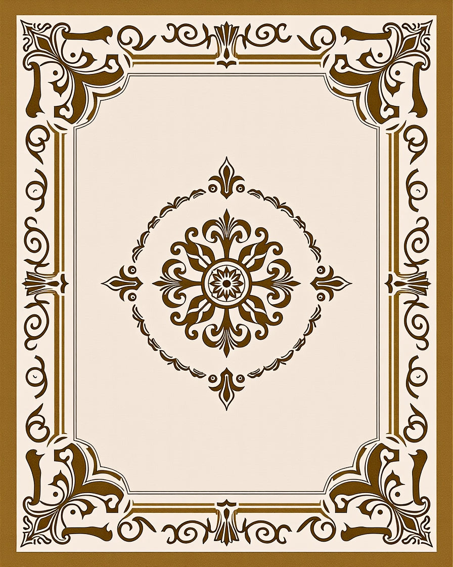 Ornate Brown Medallion Classic Decorative Rug
