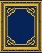Ornate Blue Gold Geometric Border Rug