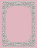 Vintage Pink Ornate Floral Frame Rug