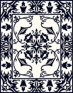 Classic Dark Floral Botanical Design Rug