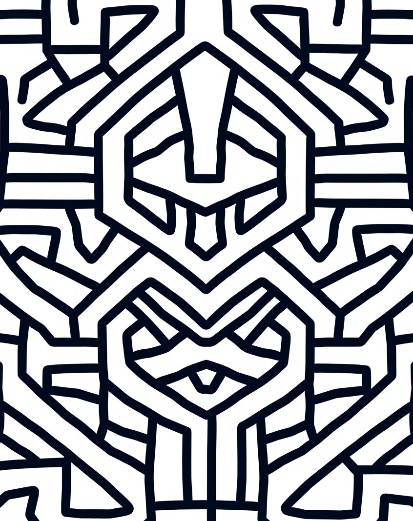 Bold Linear Geometric Maze Pattern Rug