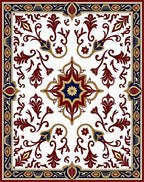 Classic Red Blue Gold Floral Medallion Rug