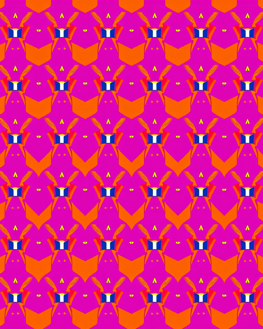Bold Orange Blue Geometric Pattern Rug