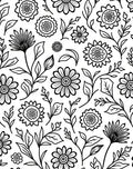 Floral Vine Pattern With Black Outline Rug