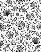 Floral Vine Pattern With Black Outline Rug