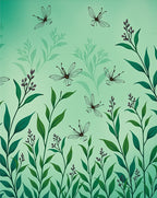 Whimsical Dragonfly Botanical Pattern Rug