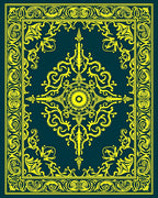 Yellow Floral Inlay Pattern Rug