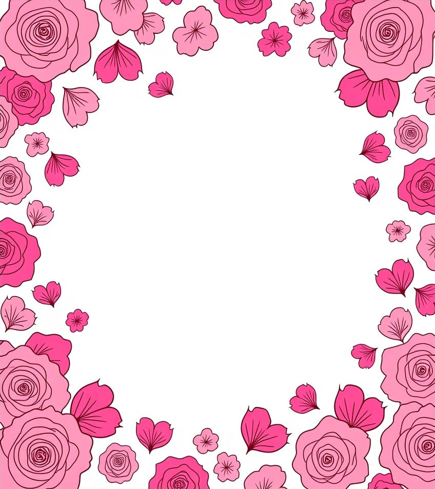 Pink Roses Petals Floral Design Rug