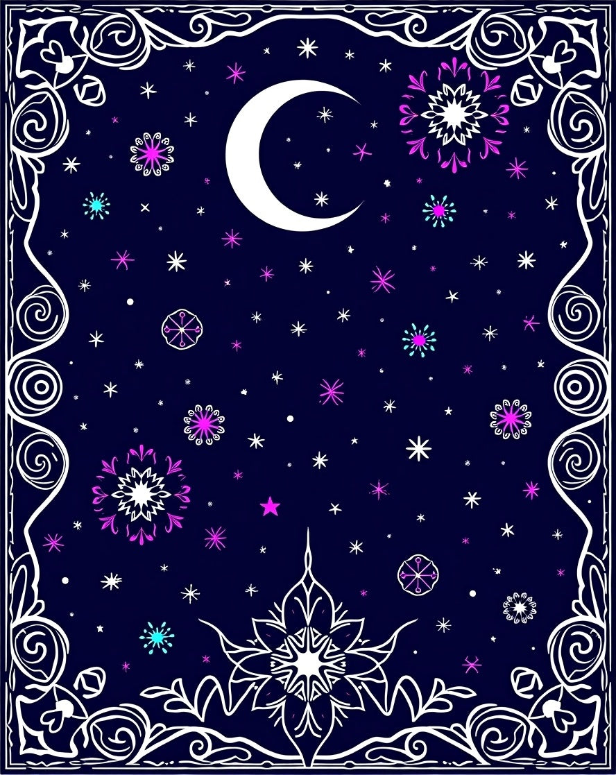 Celestial Moon Starburst Design Rug