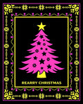 Pink Christmas Tree Geometric Border Rug