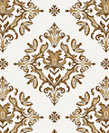 Elegant Golden Brown Damask Floral Design Rug