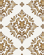 Elegant Golden Brown Damask Floral Design Rug