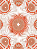 Radial Sunburst Patterned Orange Design Rug