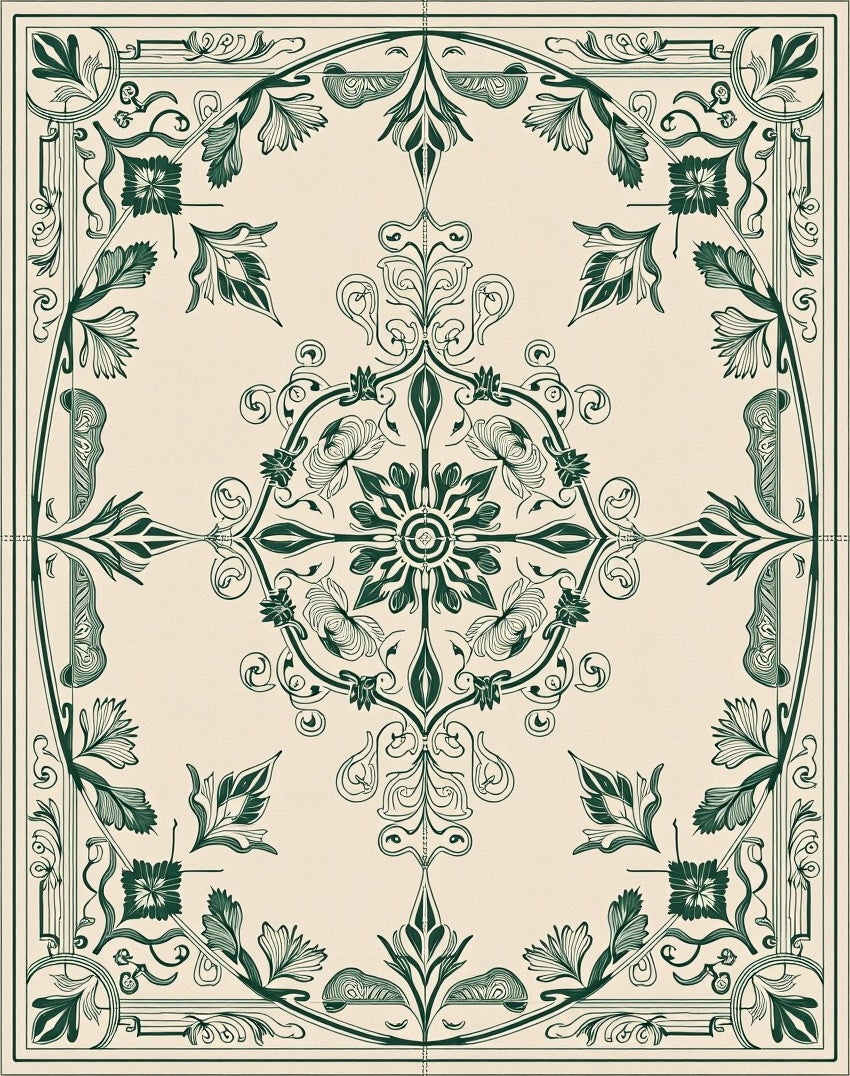 Classic Swirl Floral Botanical Pattern Rug