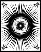Bold Black Sunburst Geometric Design Rug