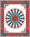 Coral Teal Floral Mandala Design Rug