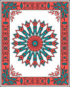 Coral Teal Floral Mandala Design Rug