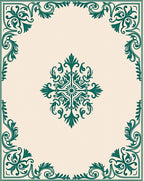 Elegant Teal Floral Medallion Motif Rug