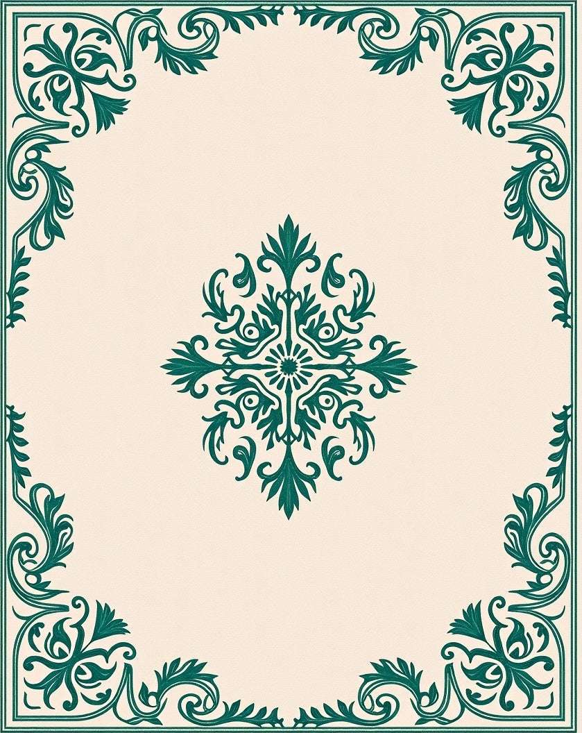 Elegant Teal Floral Medallion Motif Rug