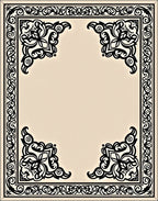 Ornate Black Floral Corner Border Design Rug