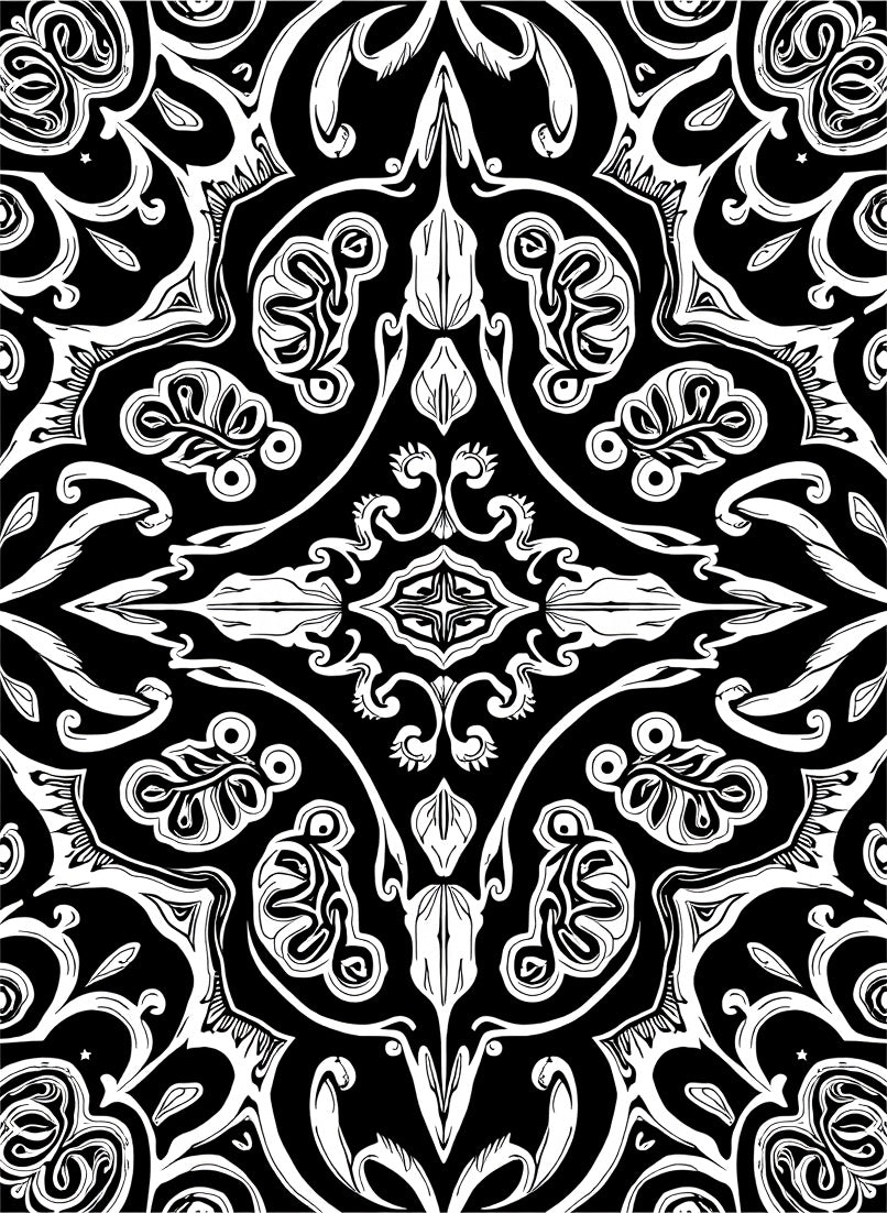 Bold Black White Floral Design Rug