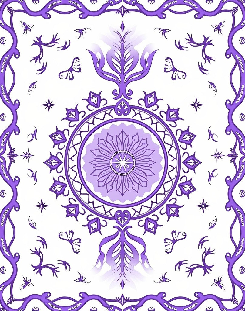Purple Floral Mandala PatternedRug Rug