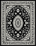 Classic Black White Floral Medallion Rug