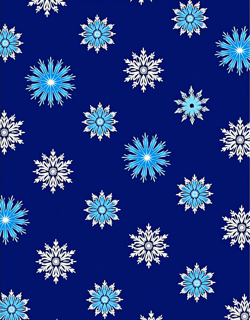 Deep Blue Snowflake Repeat Rug