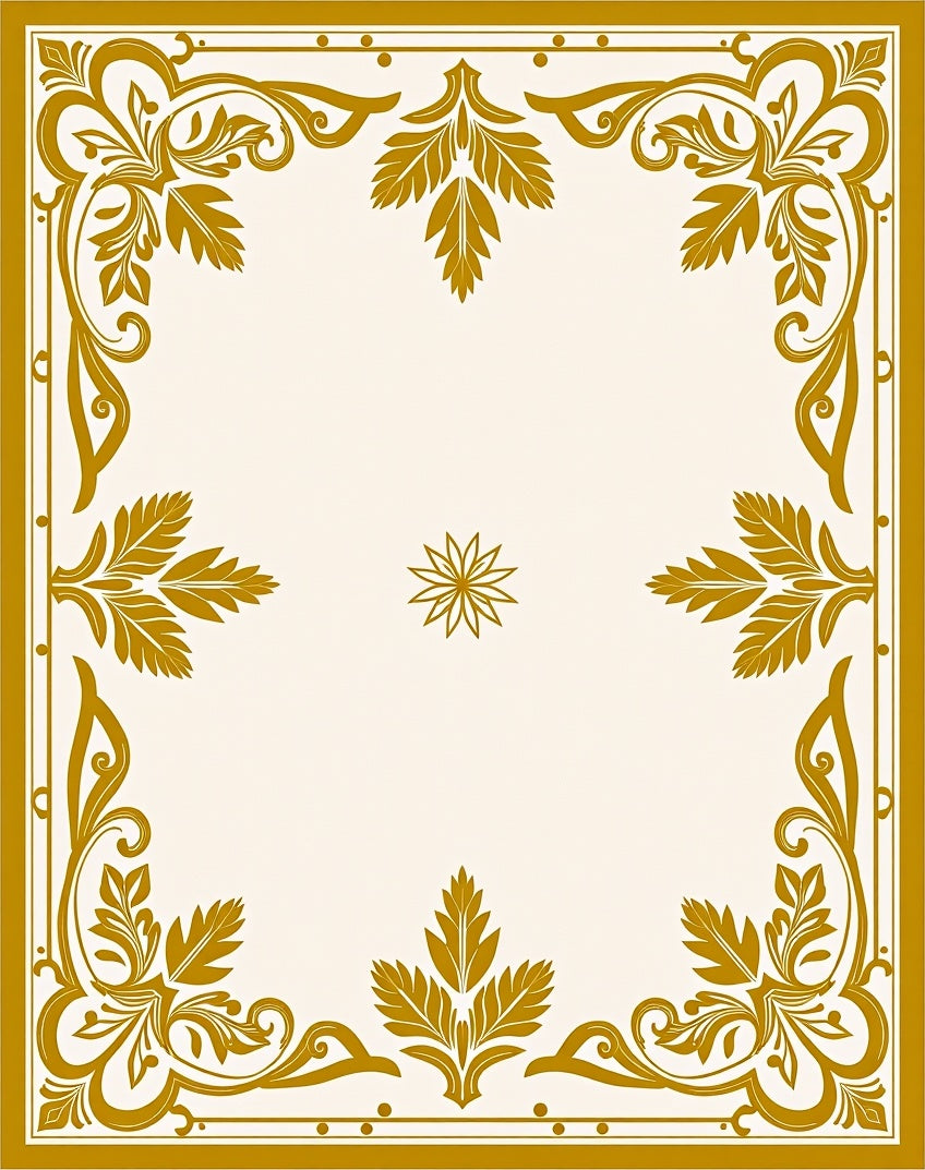 Golden Floral Vintage Border Design Rug